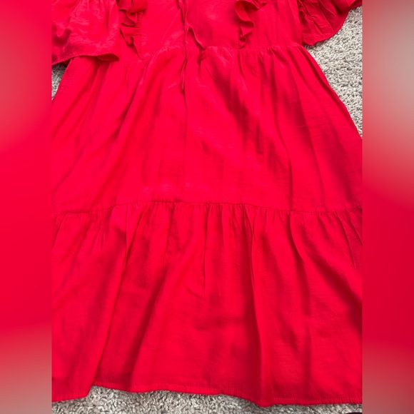 Who What Wear Red Flutter Sleeve Babydoll Red Dress - Picture 6 of 9